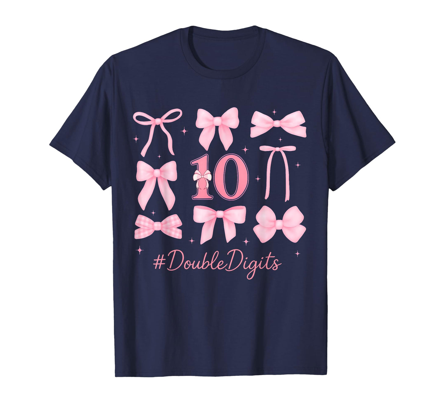 10th Birthday Coquette Bow Double Digits Birthday Girl Kids T-Shirt
