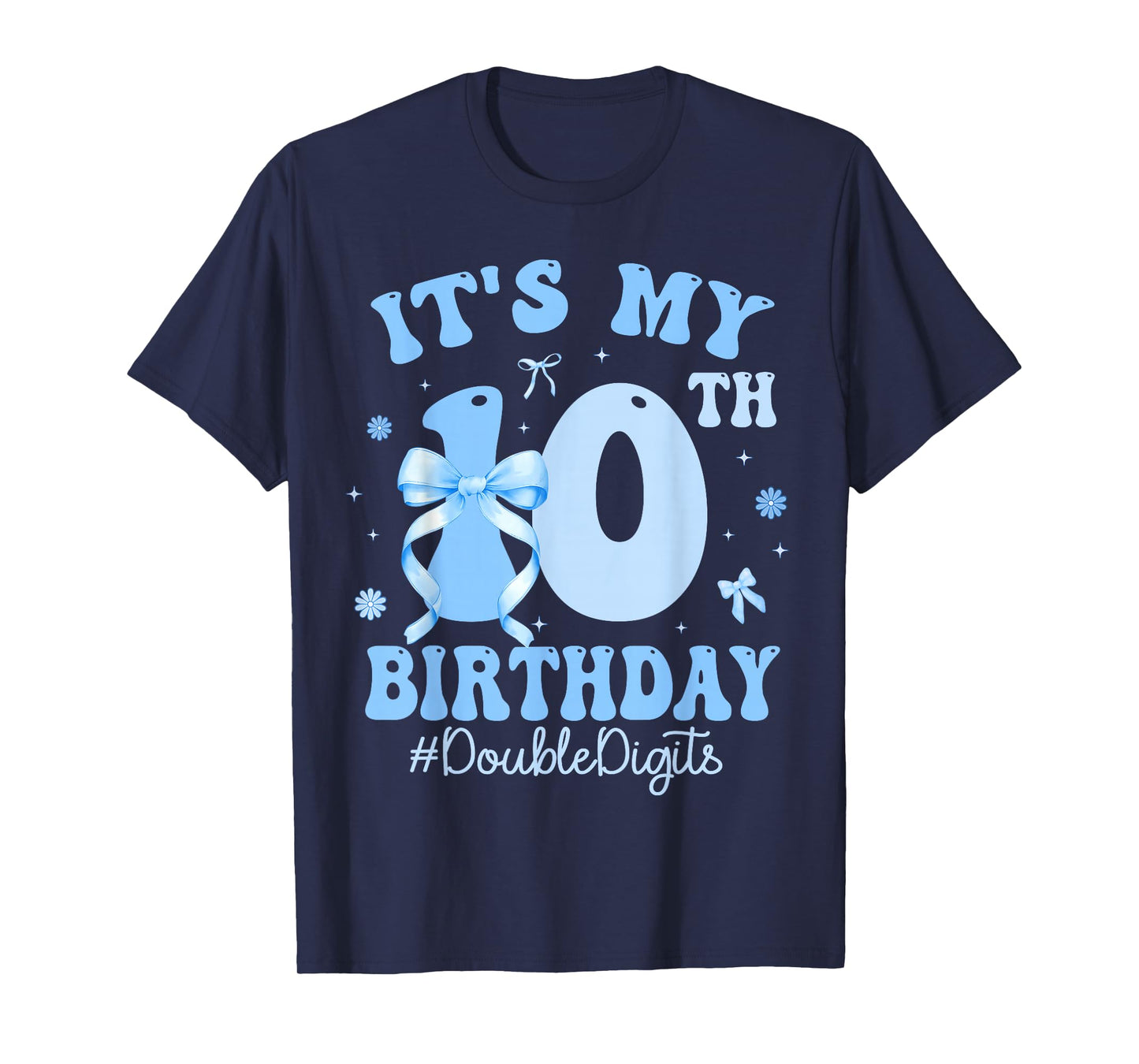 It's My 10th Birthday Girl Coquette Bow Blue 10 Year Old T-Shirt