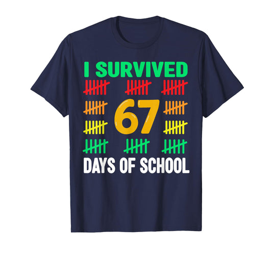 I Survived 67 Days of School 6 7 Shirt Kids 67 Boys 6-7 Meme T-Shirt