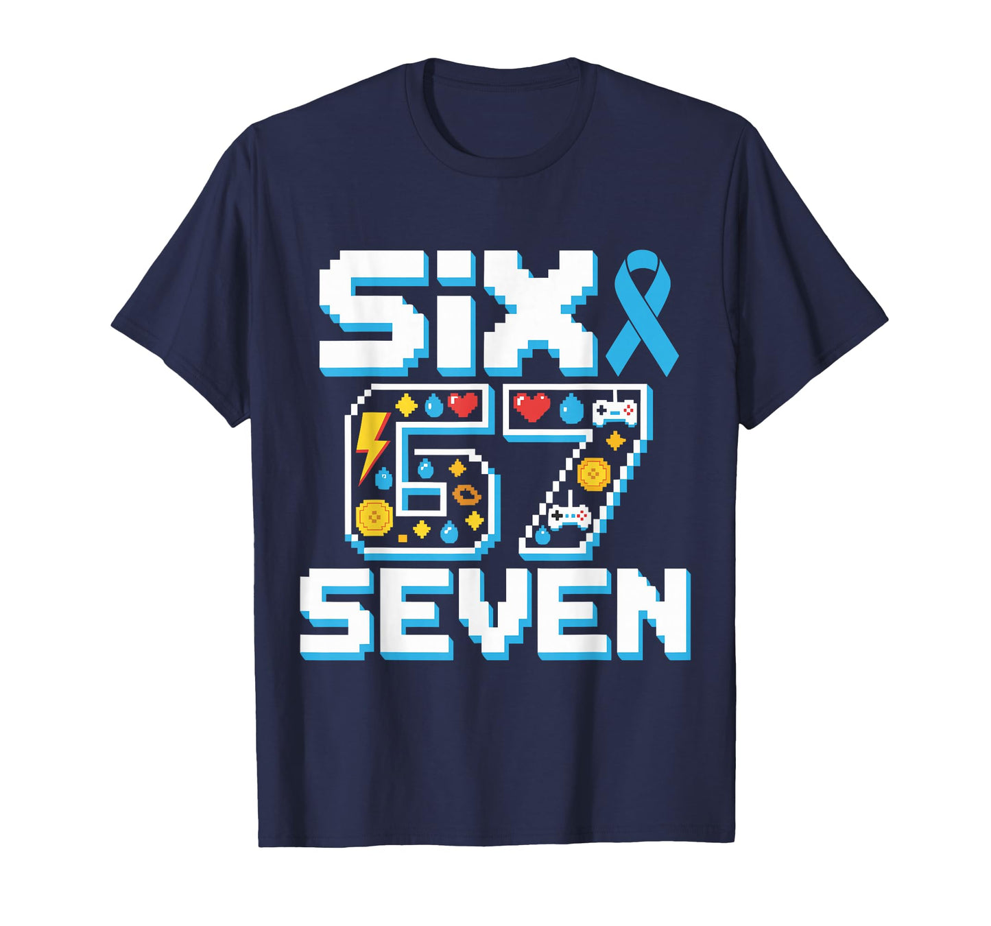 Six Seven Gamer Diabetes Awareness T1D Warrior Retro Pixel T-Shirt