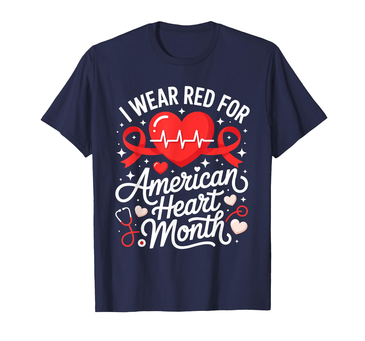 American Heart Disease Awareness Month Ribbon Red Heart T-Shirt