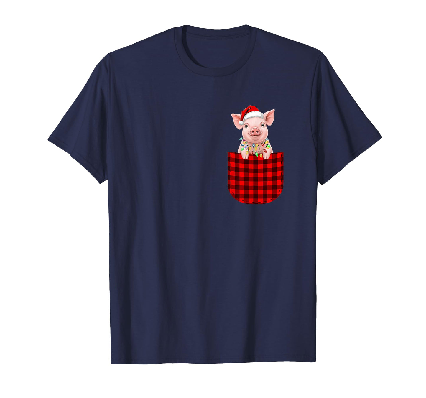 Pig Buffalo Red Plaid Pocket Christmas Funny Men Women T-Shirt