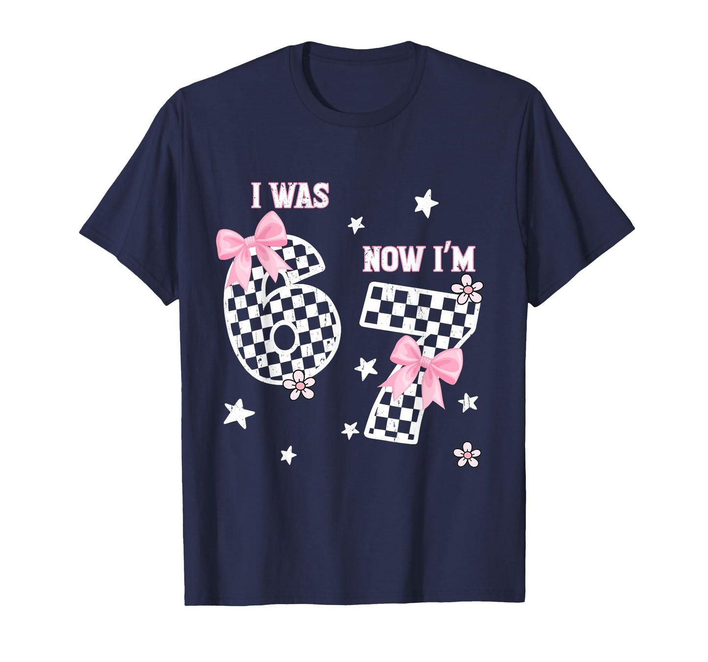 I was 6 Now I'm 7 Year Old Bday Coquette Bow 67 Birthday T-Shirt