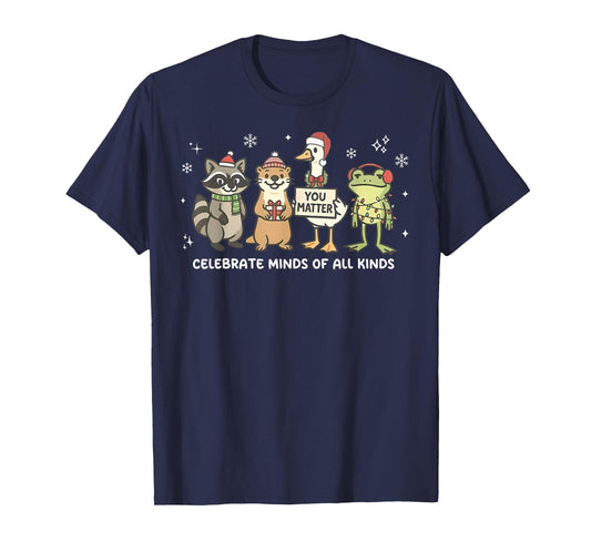 Celebrate Minds of All Kinds Christmas Autism Awareness T-Shirt