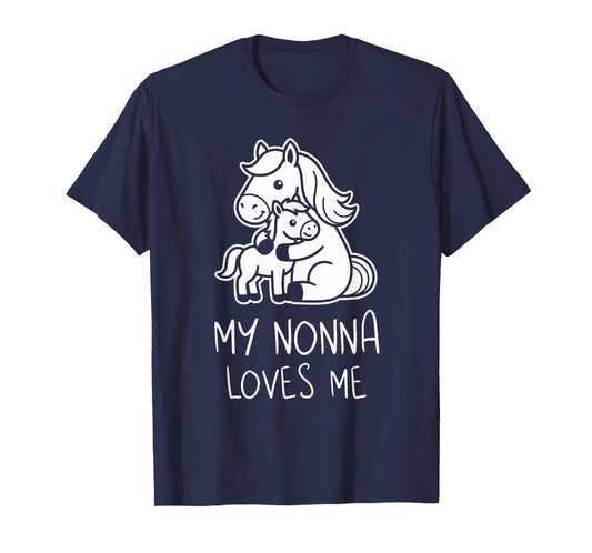 Cute Baby & Grandma My Nonna Loves Me Horse T-Shirt