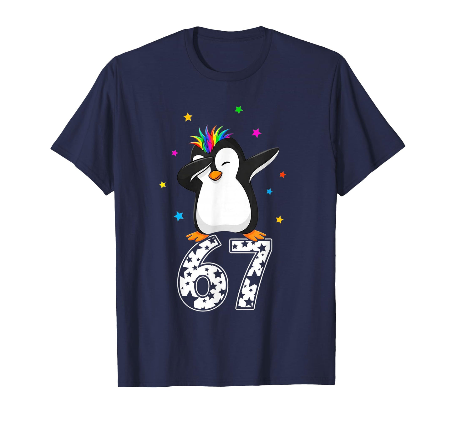 Dabbing Penguin 67 Funny Six Seven Gen Z Slang Meme Cute T-Shirt
