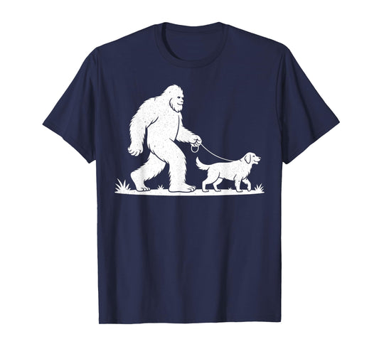 Bigfoot and Golden Retriever - Canine Lover Dog Owner T-Shirt