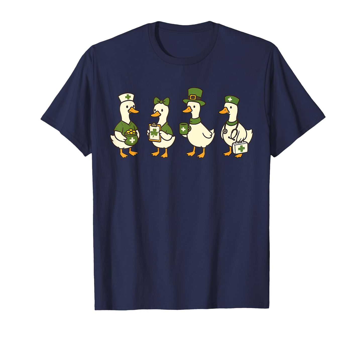 St Patricks Day Goose Registered Nurse RN Nursing Shamrock T-Shirt