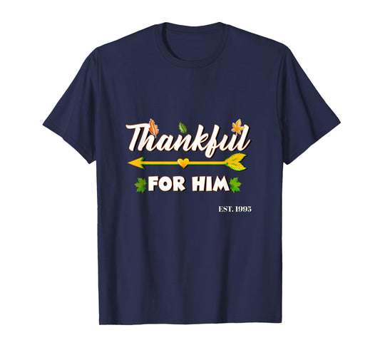 Funny Couple 1995 30th Anniversary Heart Thankful for Him T-Shirt