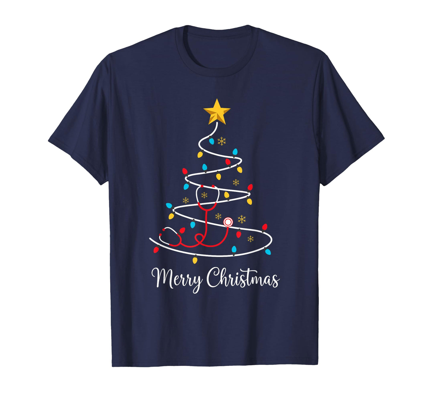 Merry Christmas Tree with Stethoscope for Nurse Doctor T-Shirt