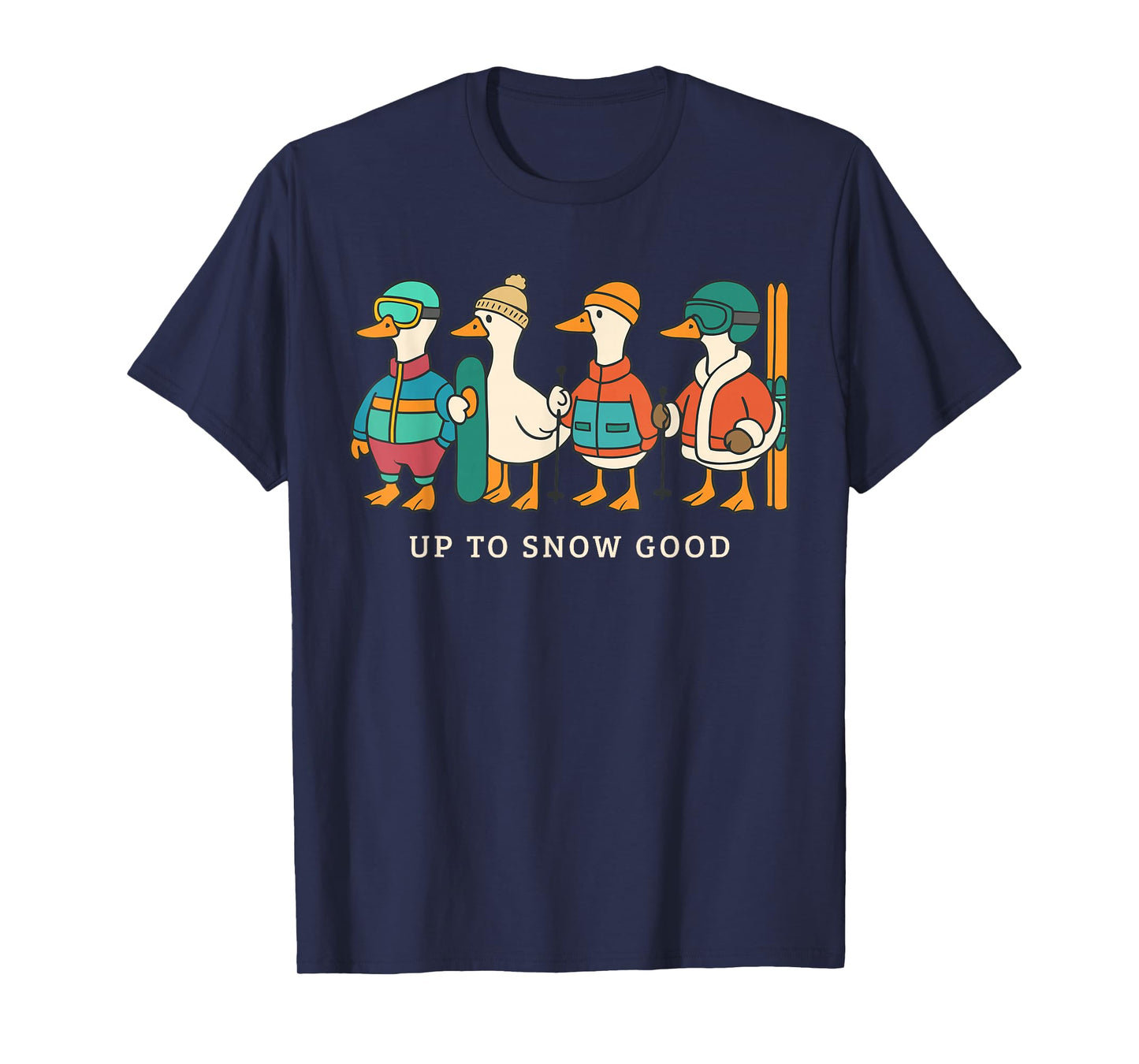 Skiing Snowboarding Ski Trip Family Vacation Silly Goose T-Shirt