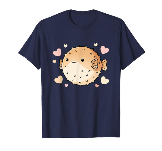 Cute Puffer Fish Heart - I Love Puffer Fish T-Shirt