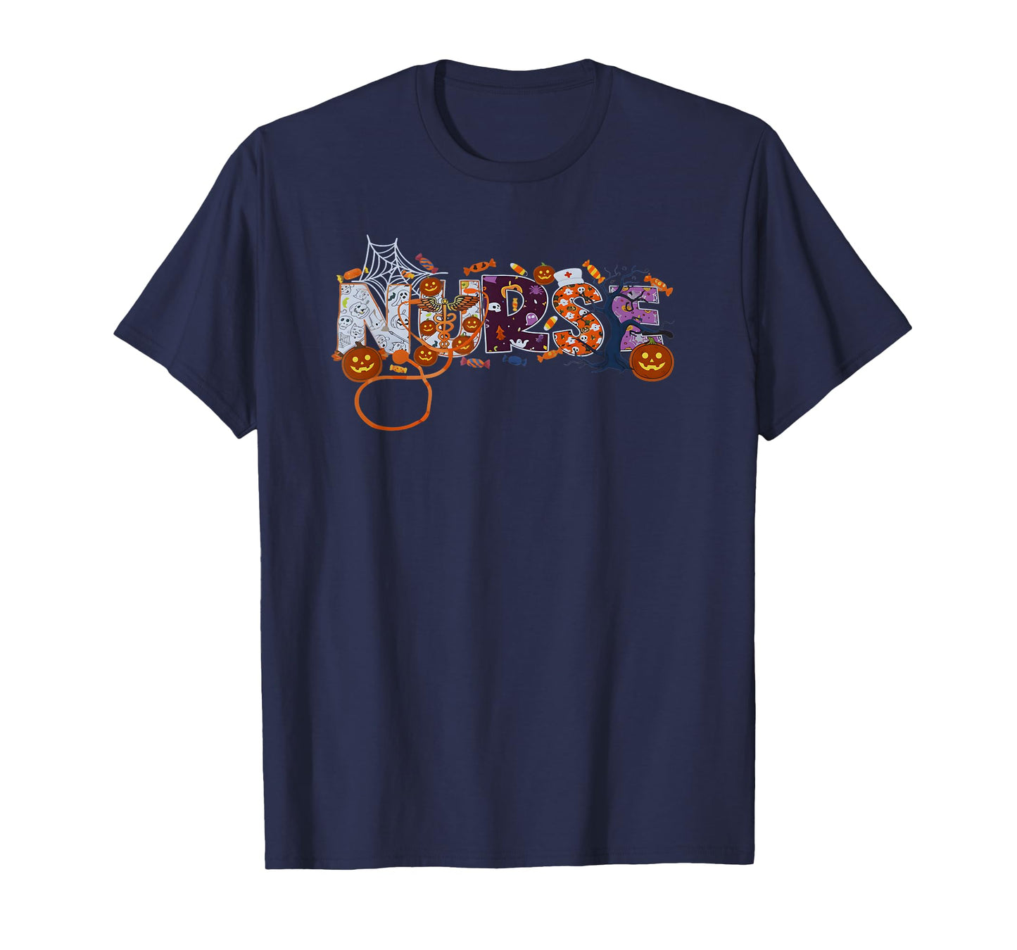 Halloween Nurse Funny Pumpkin Candy Halloween Costume T-Shirt