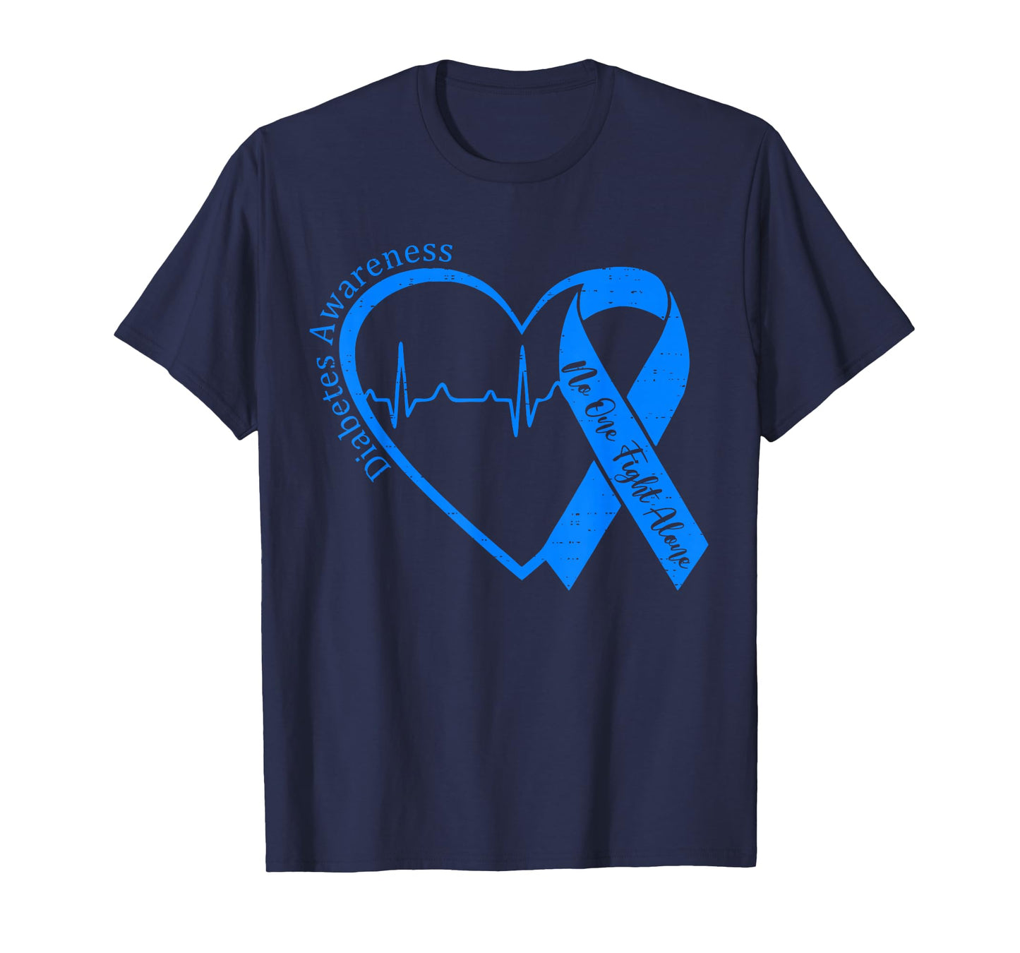 Support Type 1 Diabetes Awareness T1D Heart Ribbon Blue T-Shirt