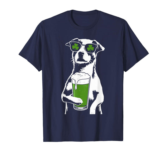 Dog Beer St Patty's Shamrock Funny St Patrick's Day T-Shirt