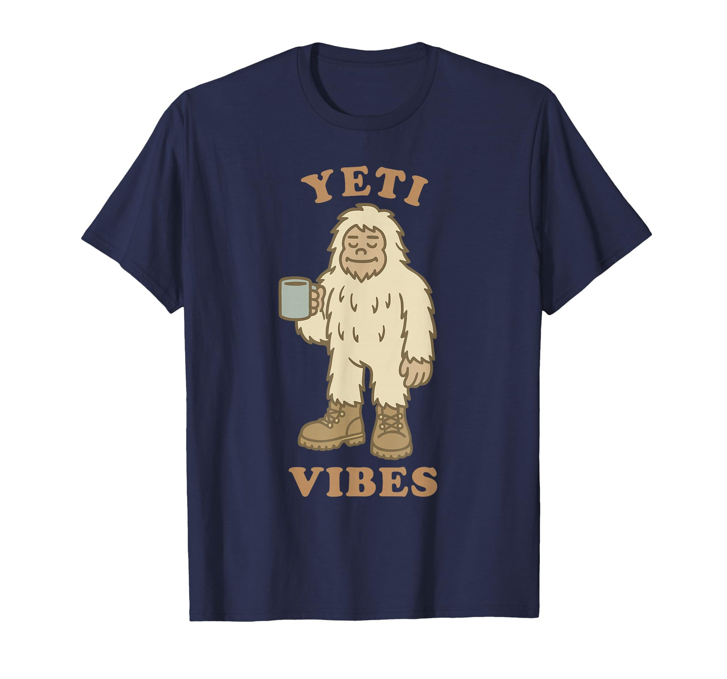 Yeti Vibes Funny Coffee Bigfoot Cryptid Winter Sasquatch T-Shirt