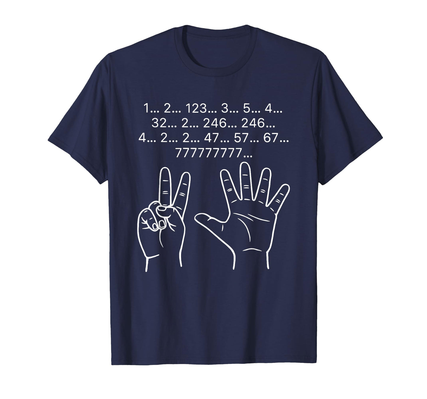 Funny Counting Fingers Brain Lag Math Humor 1 2 123 67 777 T-Shirt