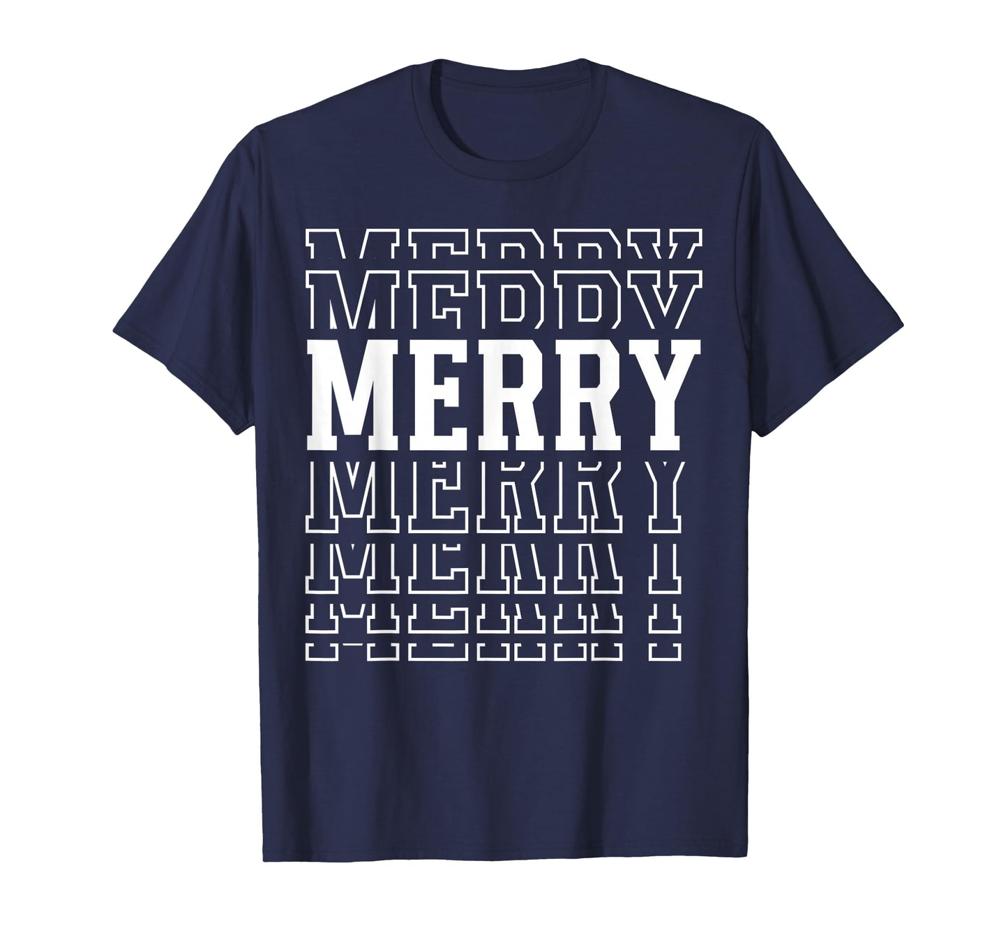 Merry Christmas Layered Text Family Santa Xmas T-Shirt
