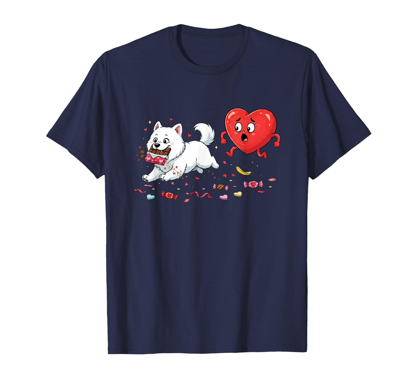 Samoyed Dog Heart Chocolate Valentine Dog Womens Mens Kids T-Shirt
