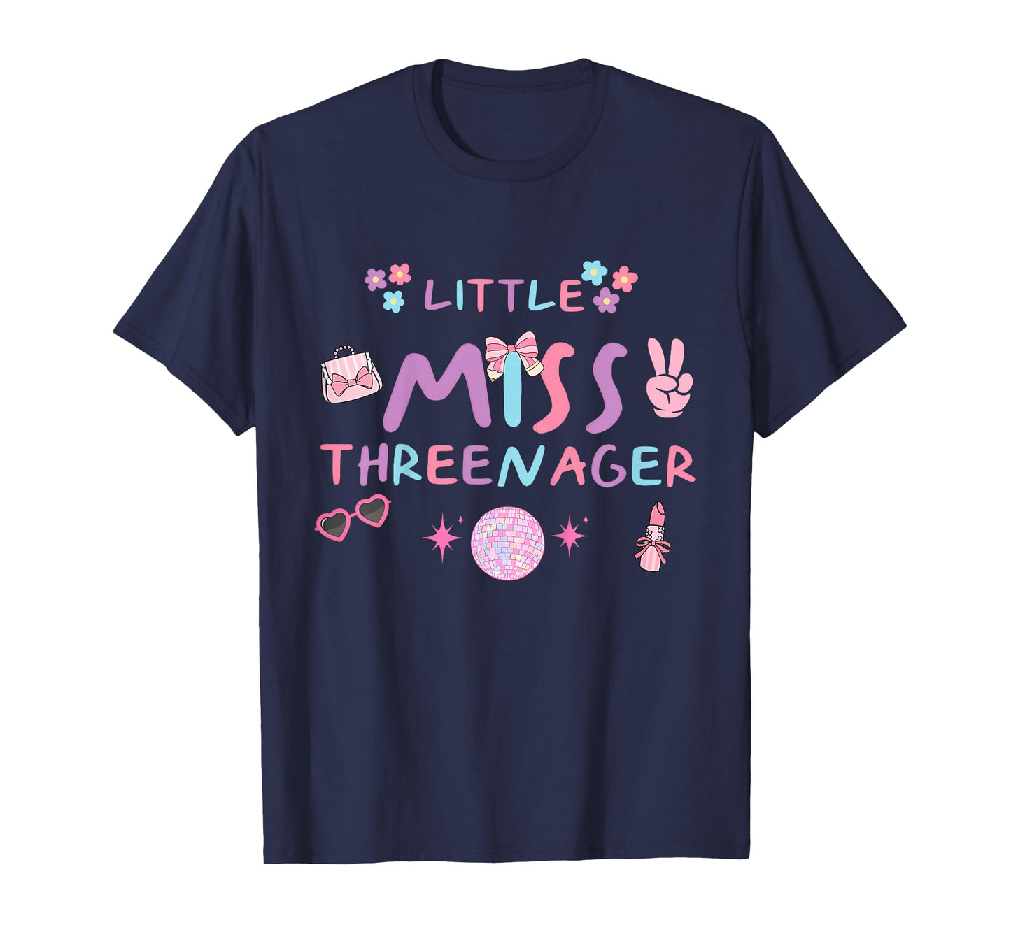 Funny Threenager Happy 3rd Bday Party Gifts 3 Years Old Girl T-Shirt