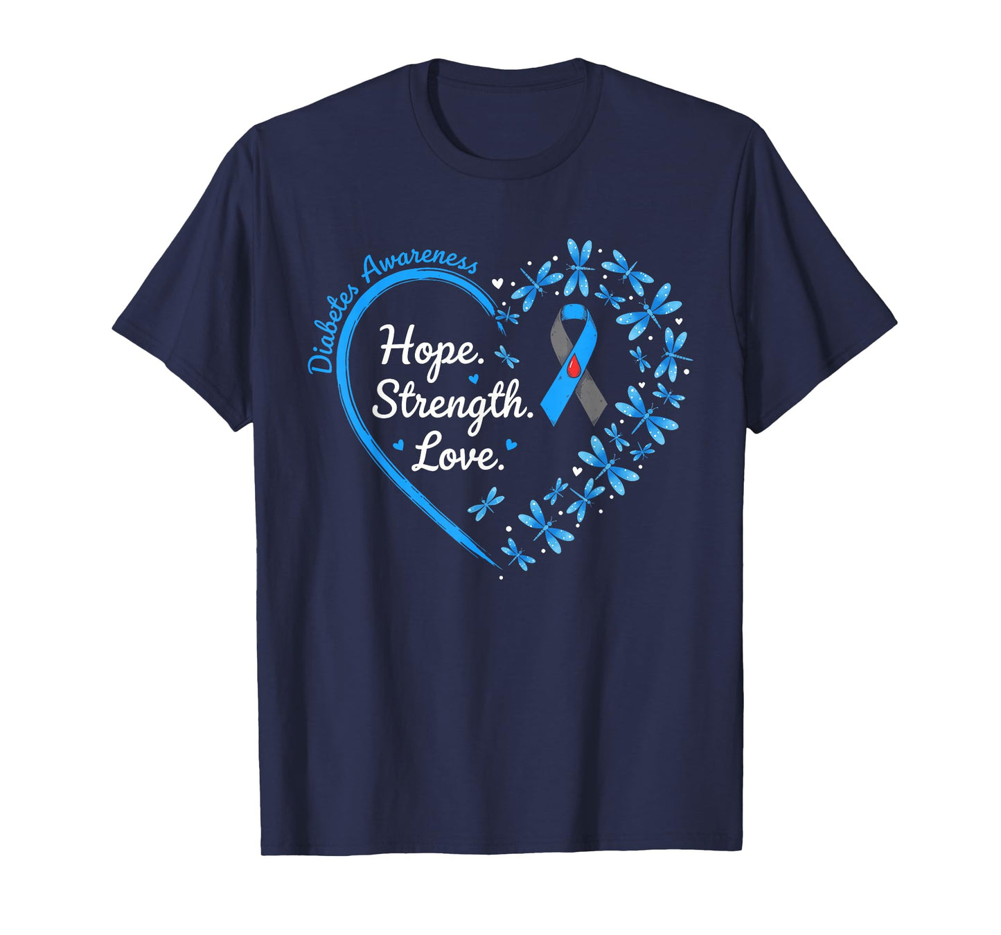 in November We Wear Gray Blue Diabetes Awareness Love Heart T-Shirt