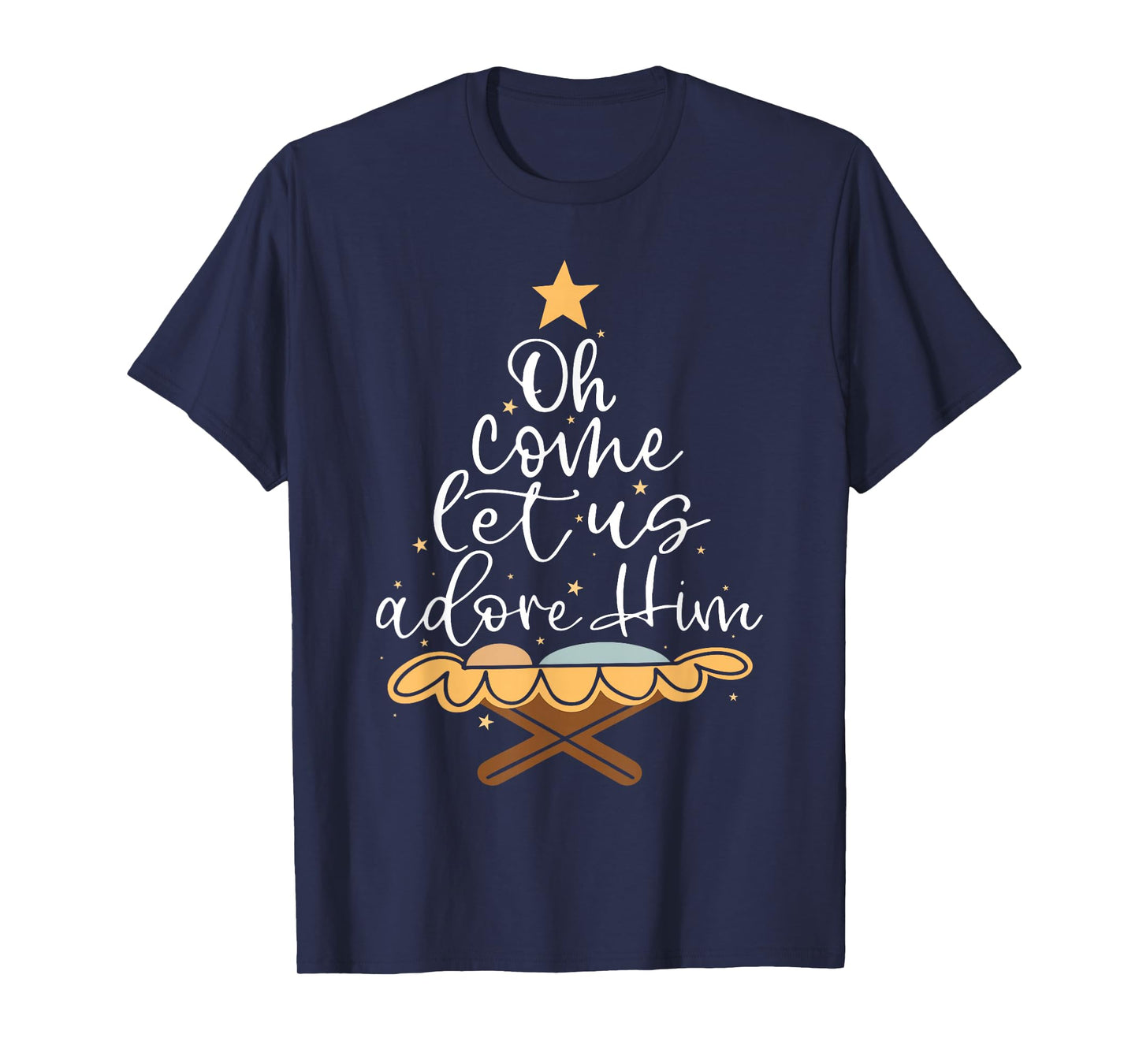Oh Come Let Us Adore Him Christian Jesus Christmas Pajamas T-Shirt