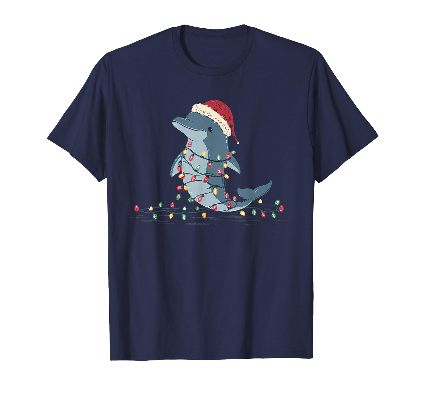 Funny Dolphin Christmas Graphics Animal Lights Lover T-Shirt