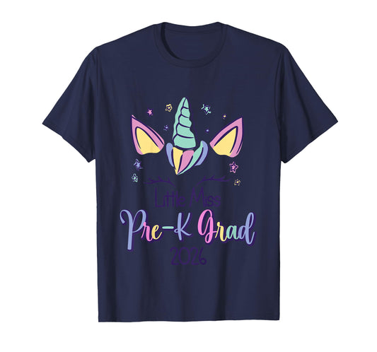 Little Miss Pre-K Grad Unicorn Prek Graduation 2026 T-Shirt