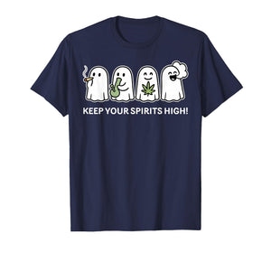 Keep Your Spirits High Ghost Smoking Weed Cannabis Halloween T-Shirt
