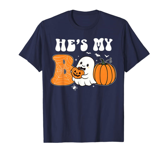 He's My Boo Funny Matching Halloween Couples She's My Boo T-Shirt