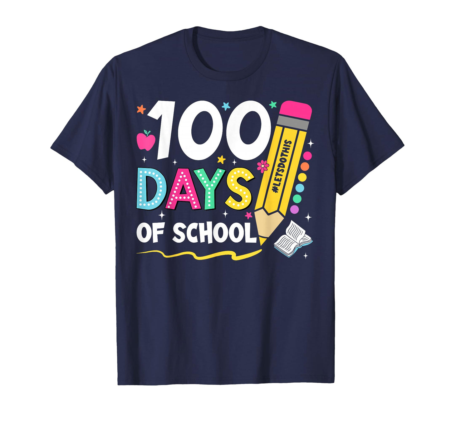 Teacher Kids Retro Groovy 100 Days Happy 100th Day of School T-Shirt