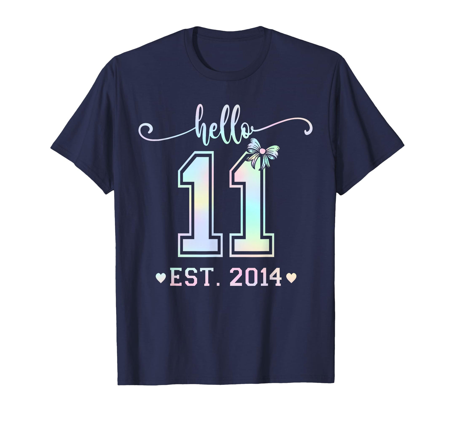 Hello Eleven Est 2014 Coquette Bow 11th Birthday Girl T-Shirt