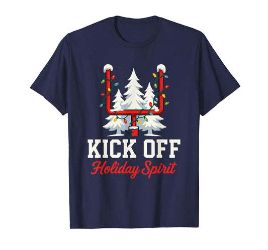 Kick Off Holiday Spirit Christmas Football T-Shirt