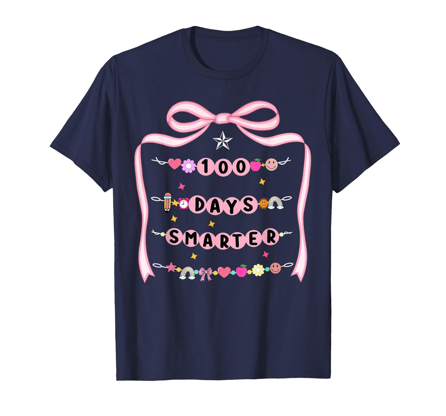 100 Days of School 100 Days Smarter Coquette Bow Girls Boys T-Shirt
