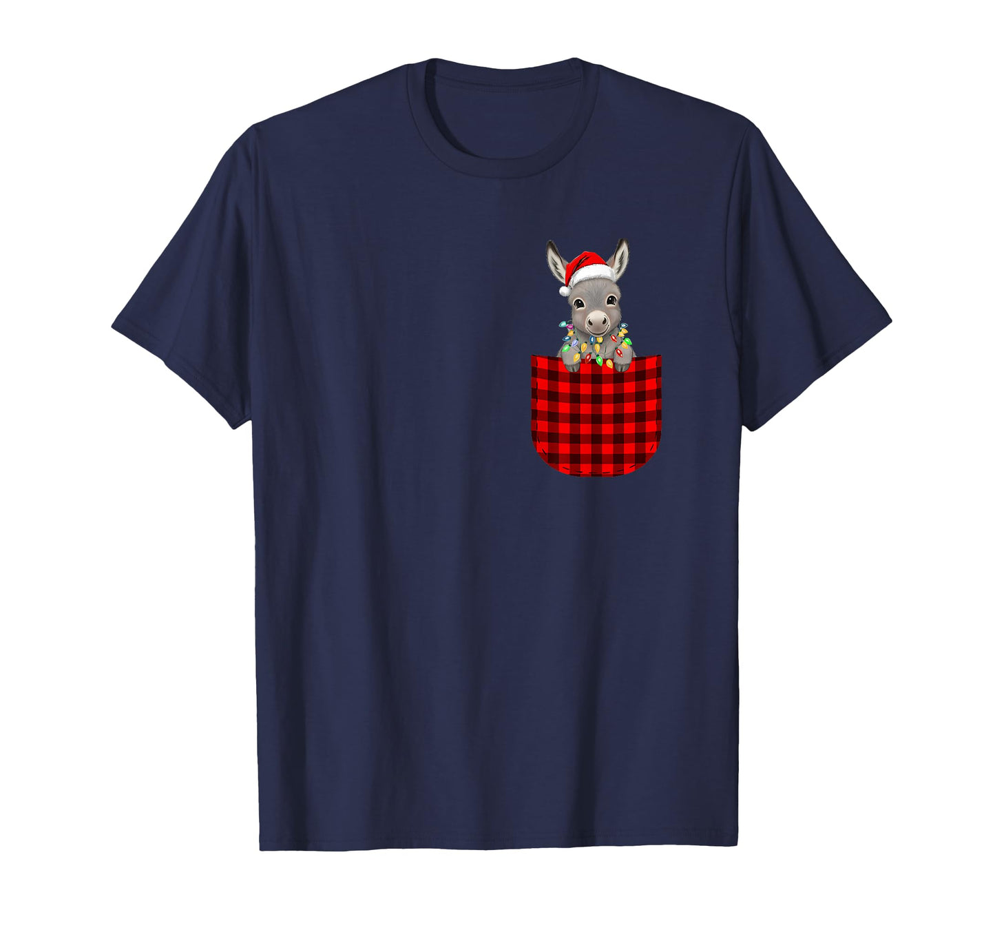 Donkey Buffalo Red Plaid Pocket Christmas Funny Men Women T-Shirt