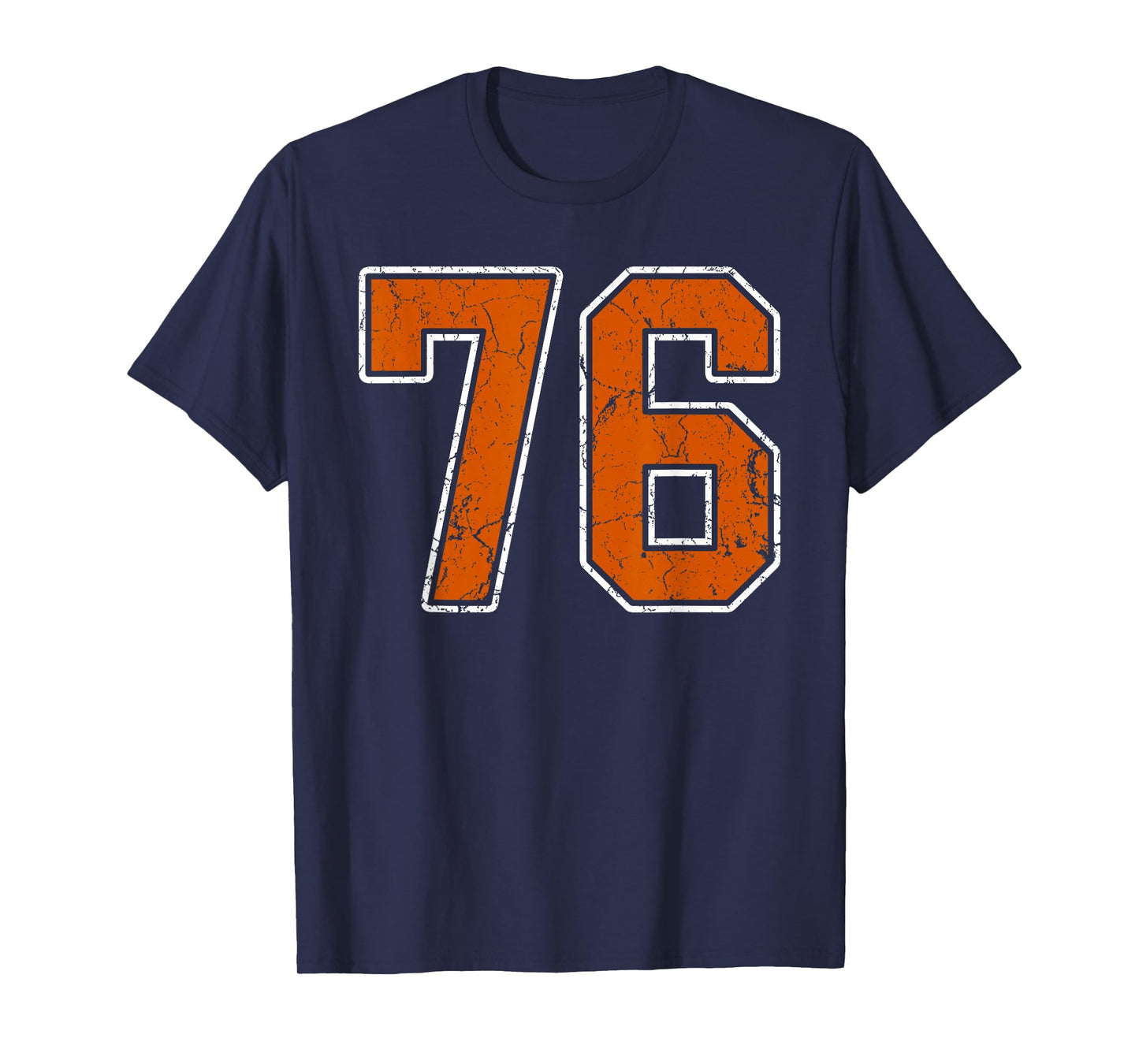 Grunge Burnt Orange and White #76 Sports Jersey Number 76 T-Shirt