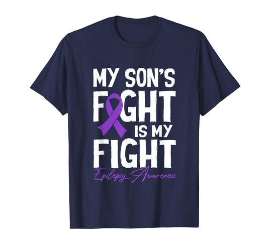 Son's Fight-is-My-Fight Purple Epilepsy Awareness Mom Dad T-Shirt