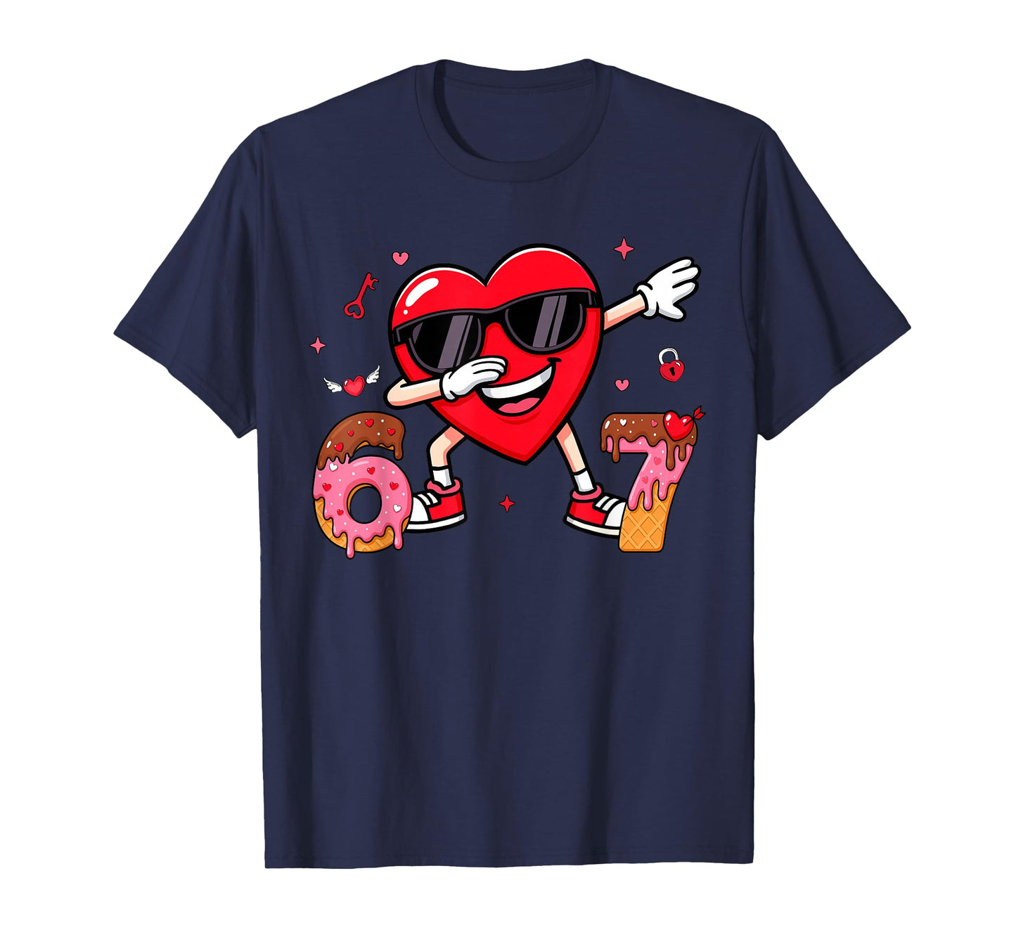 Valentines Day Six Seven Bruh 6 7 Meme Dab Heart Kids Boys T-Shirt
