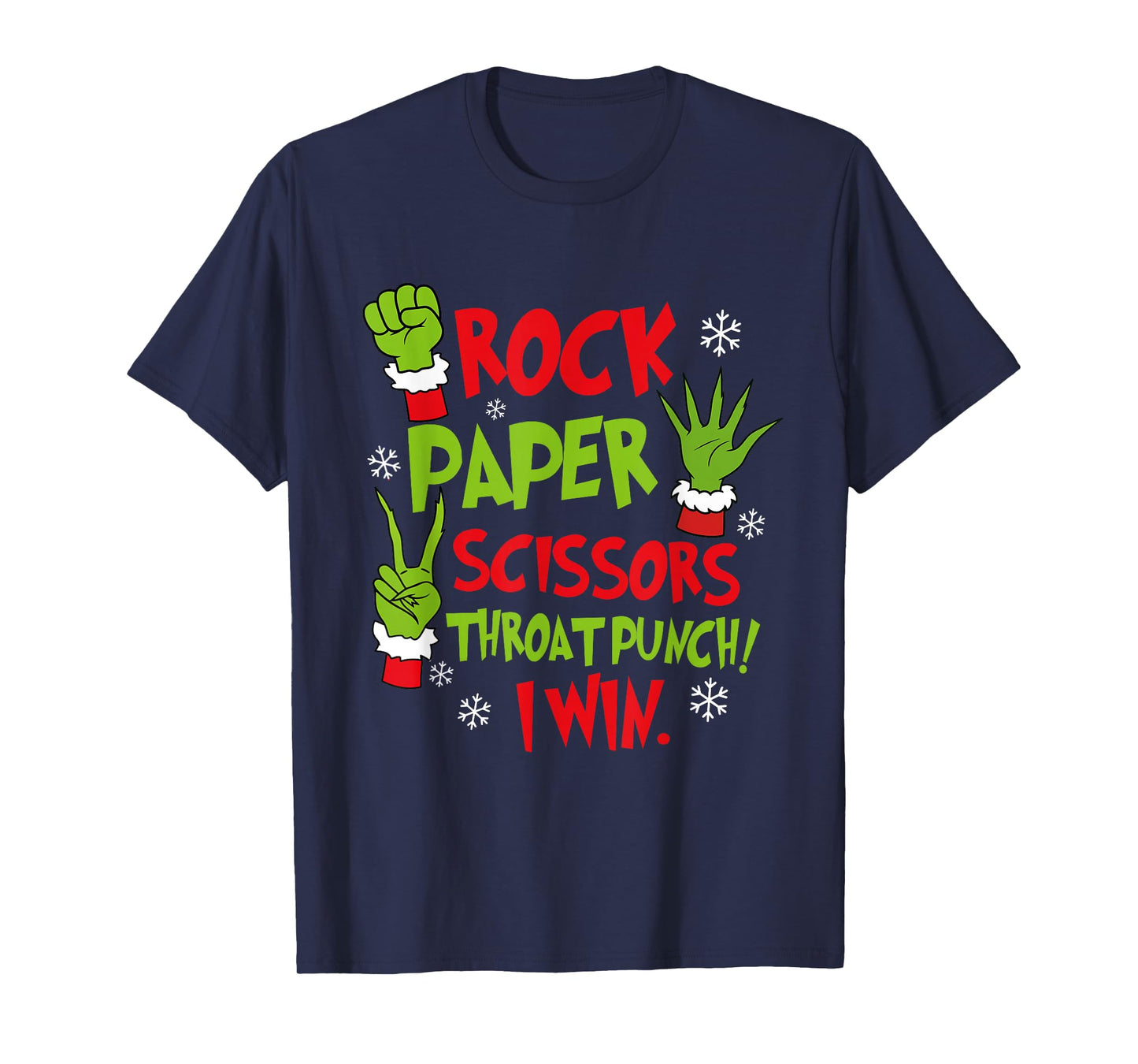 Rock Paper Scissors Throat Punch I Win Funny Christmas T-Shirt