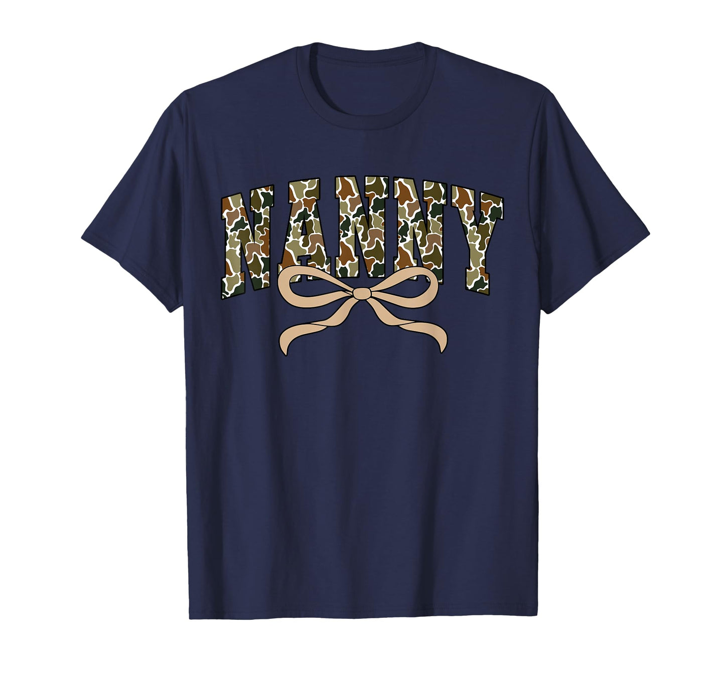 Retro Camo Nanny Coquette Bow Camouflage Grandma Mother Day T-Shirt