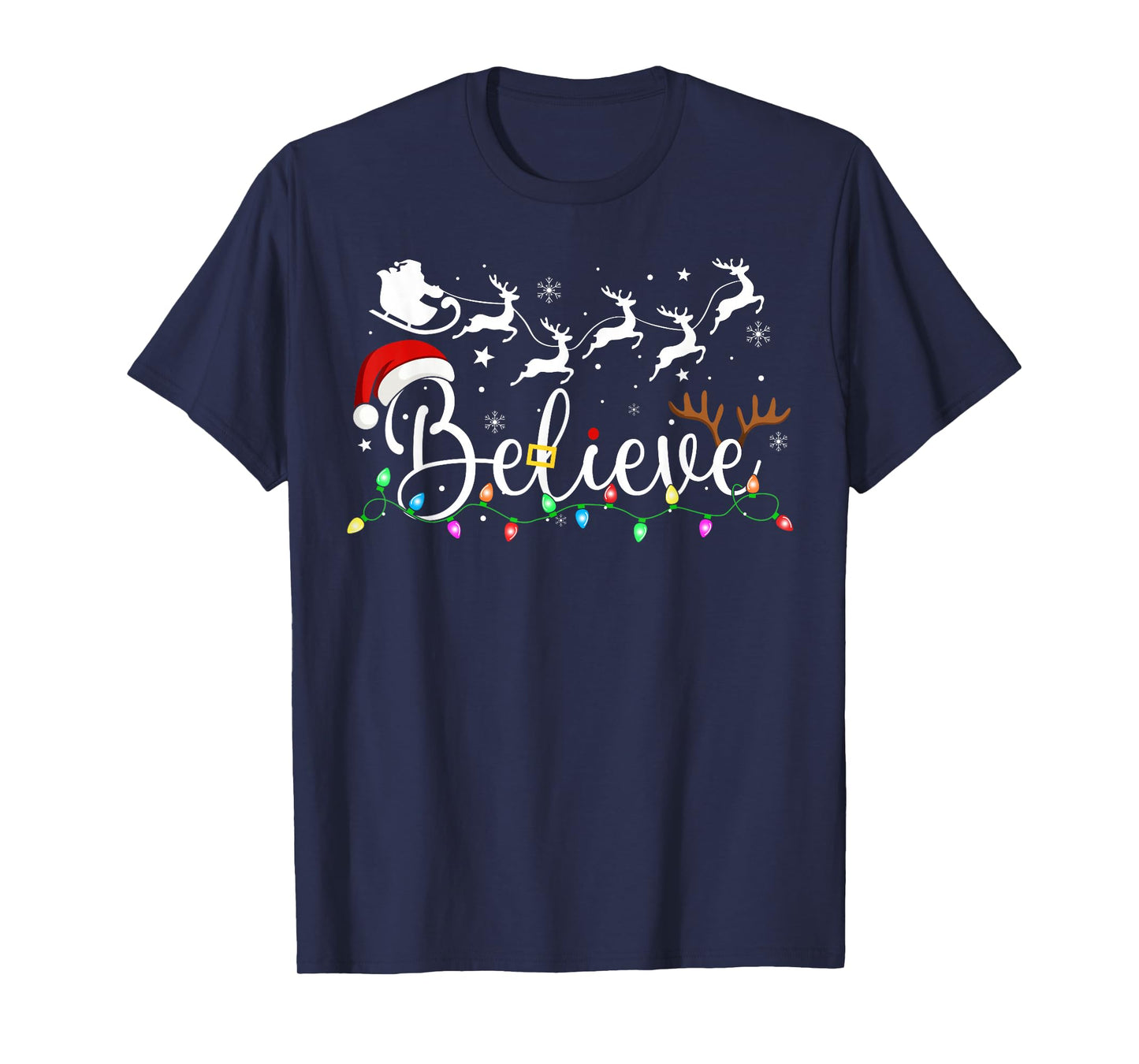 Believe Santa Claus Believe Christmas Matching Pajama Xmas T-Shirt