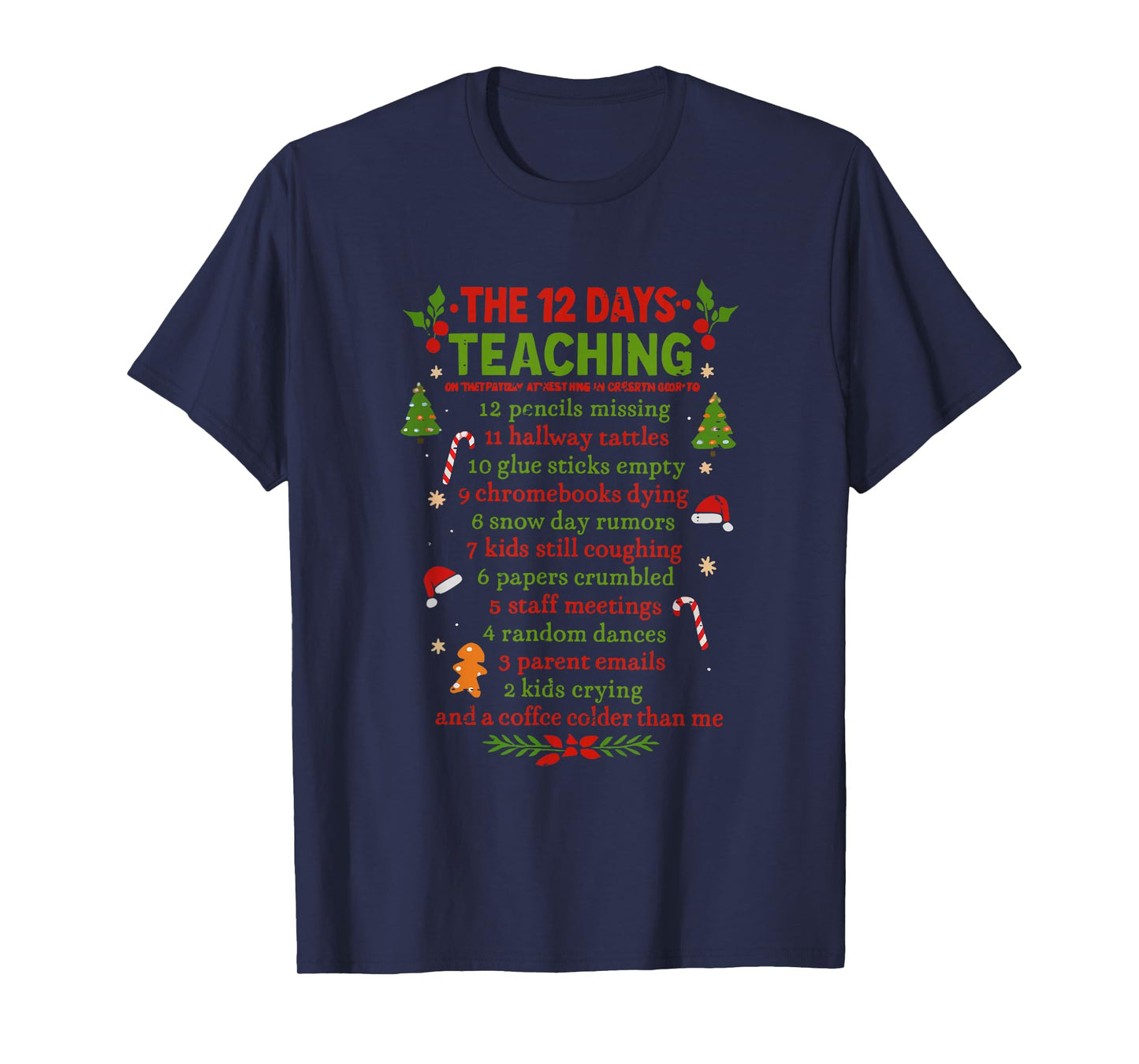 Retro The 12 Days of Teaching Christmas Teacher Xmas Holiday T-Shirt