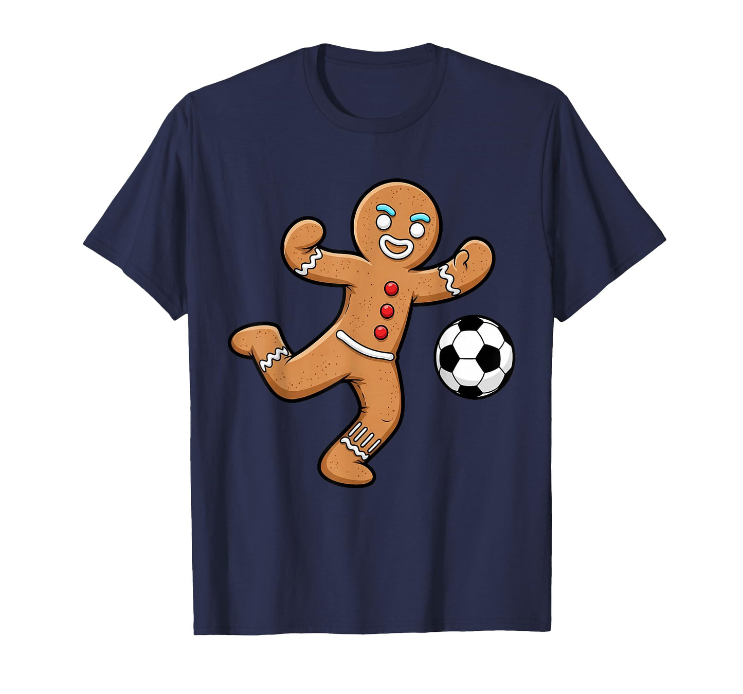 Gingerbread Soccer Player Funny Christmas Women Men Kids T-Shirt