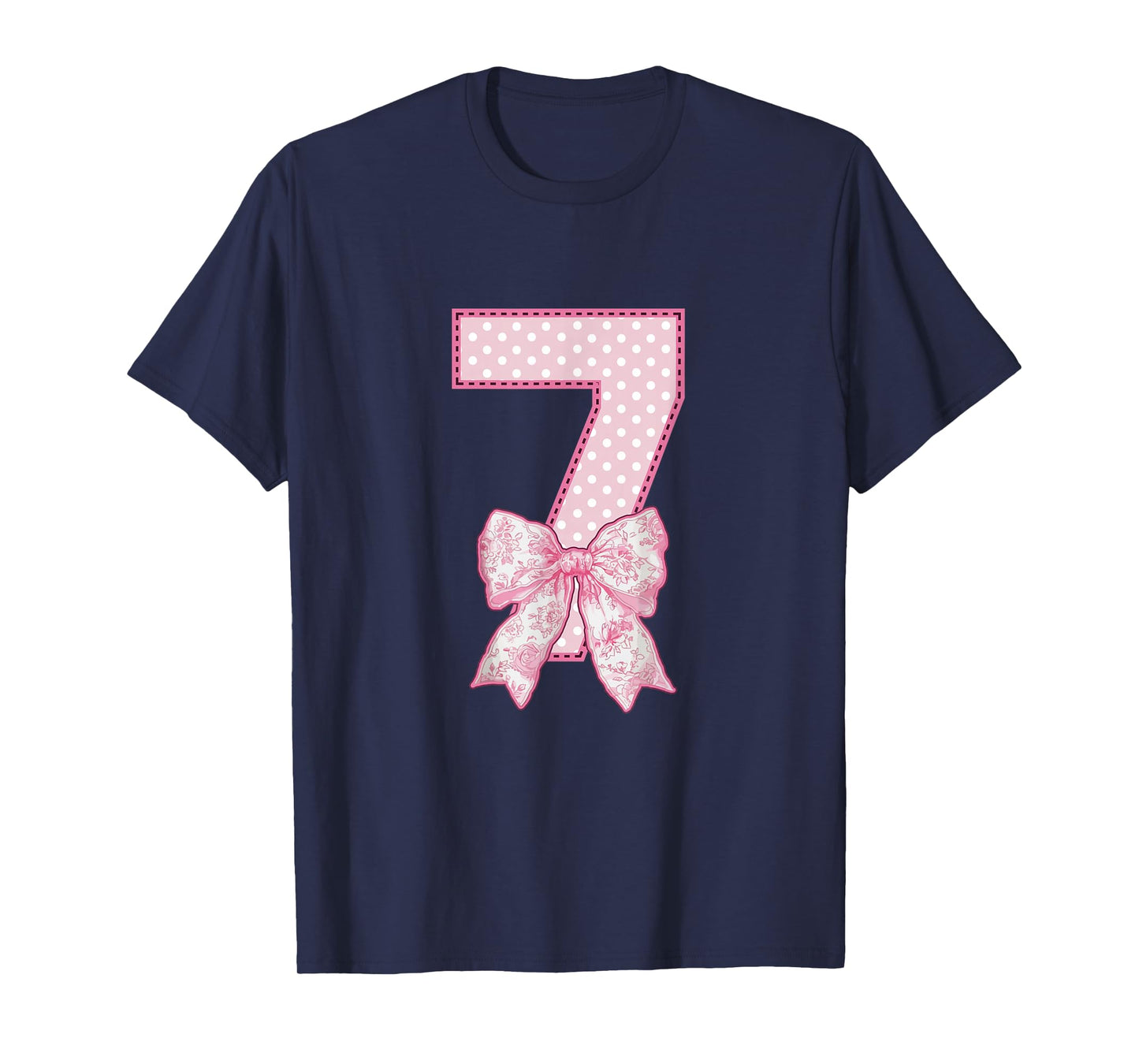 7th Birthday Shirt Girl Coquette Bow Kids Seven 7 Year Old T-Shirt