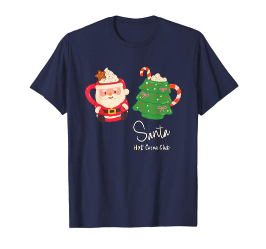 Santa Hot Cocoa Club Retro Christmas Holiday Mug Graphic T-Shirt