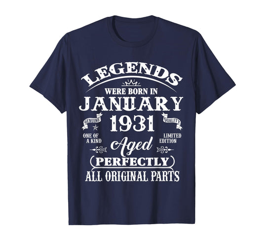 95th Birthday Gift Legend Born in January 1931 95 Yrs Old T-Shirt