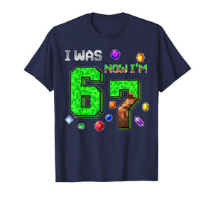 I was 6 Now I'm 7 Year Old 7th Birthday Boy Pixel Block T-Shirt