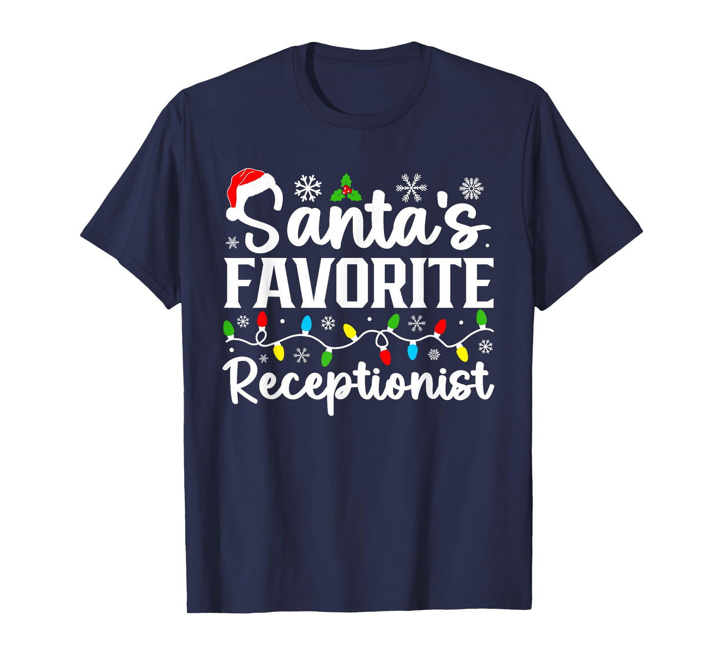 Santa's Favorite Receptionist Christmas Family Matching T-Shirt