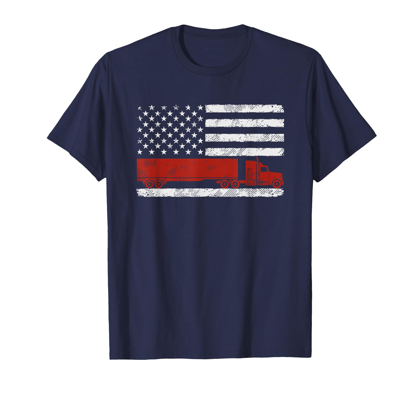 US American Flag Semi Truck Driver Patriotic Trucker T-Shirt