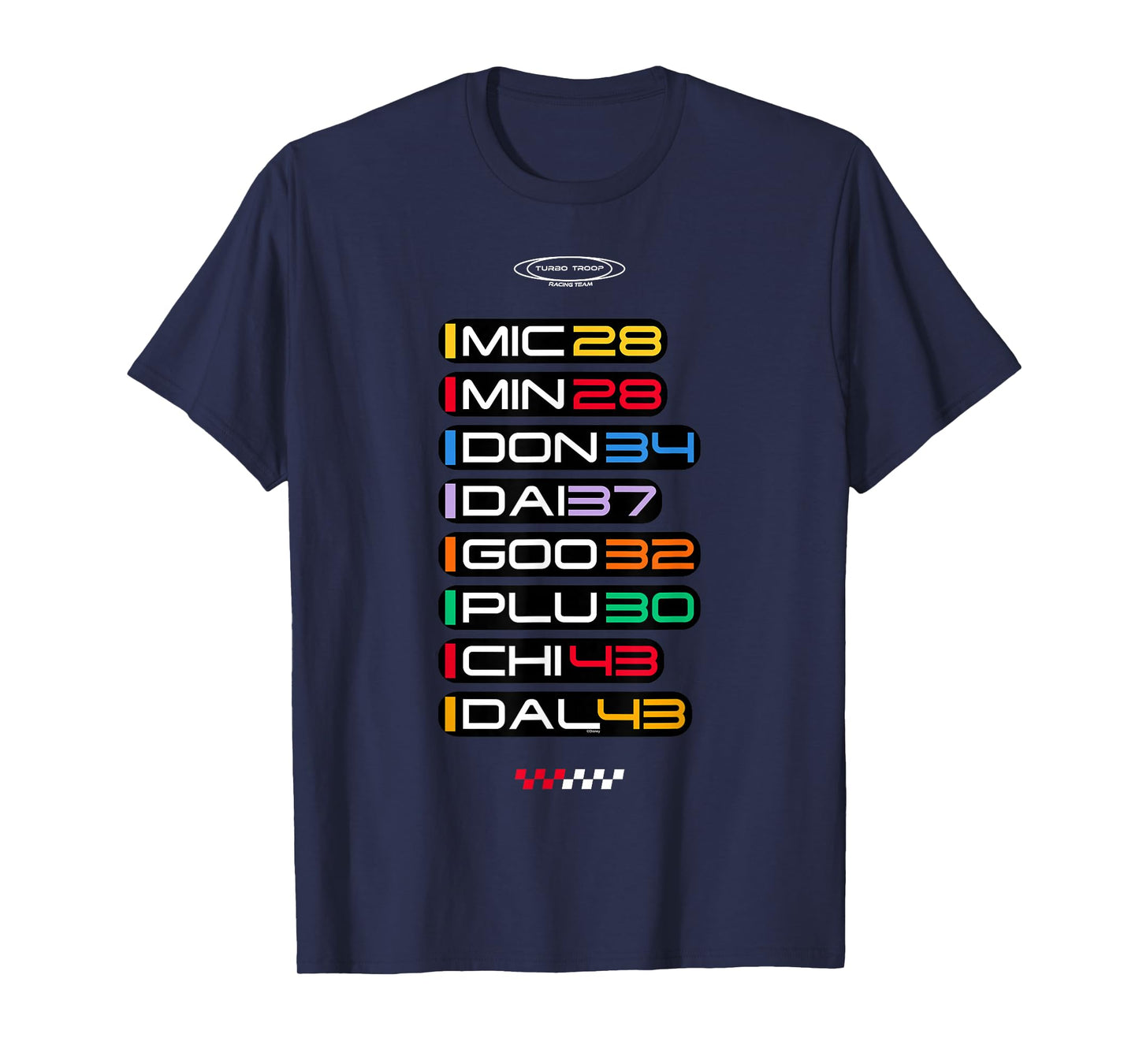 Disney Racing Mickey & Friends Turbo Troop Race Team Numbers T-Shirt